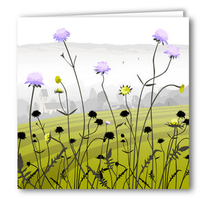 Selsley and misty valley view Blank Card