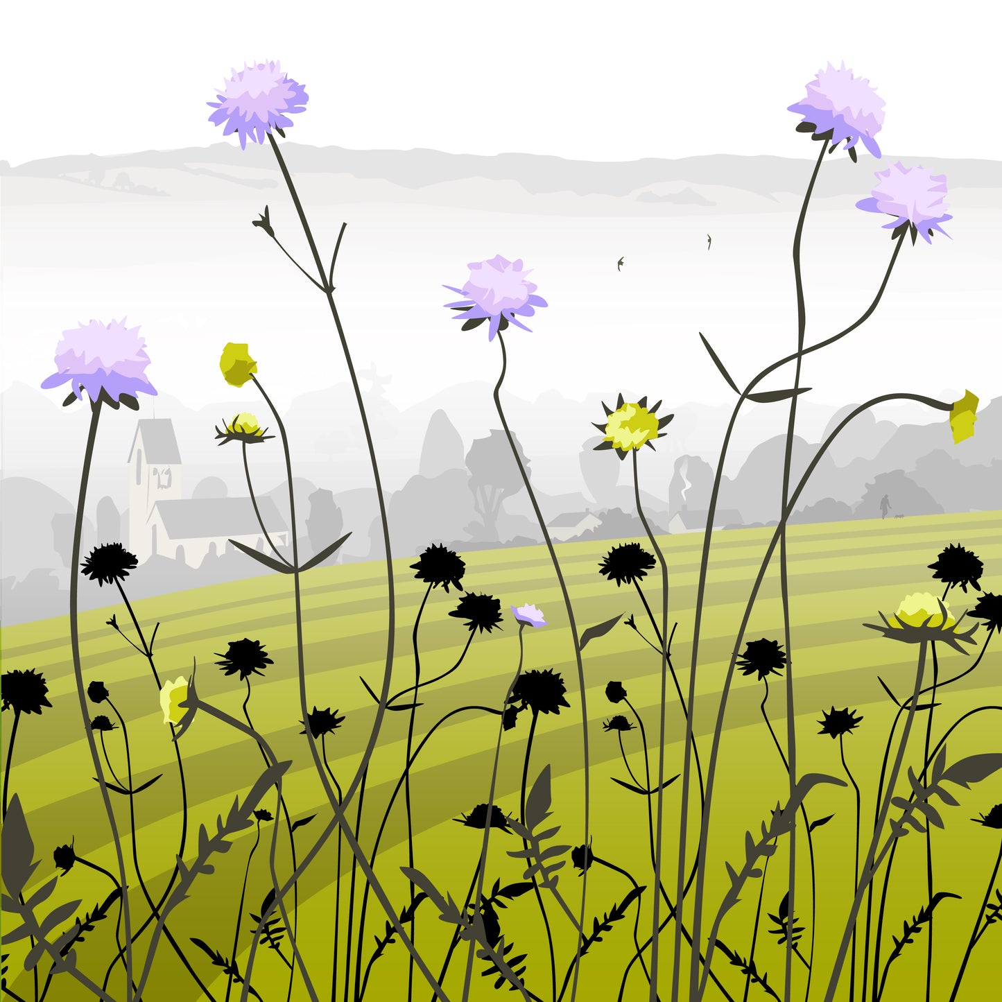 Selsley and misty valley view Blank Card