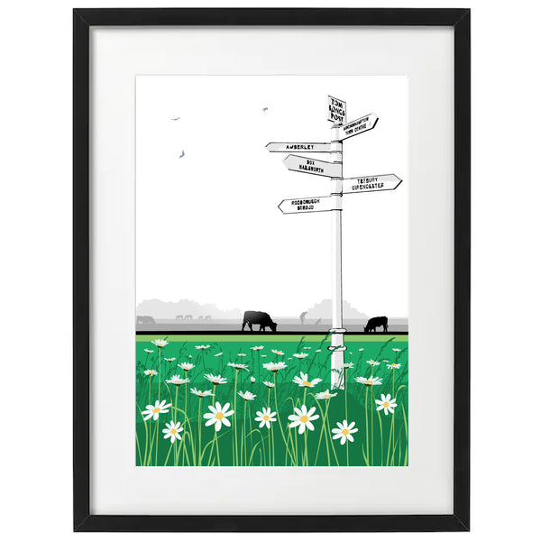 Tom Longs Post with wild flowers - Jade - A3 - Unframed Giclee Print by Nichola Kent