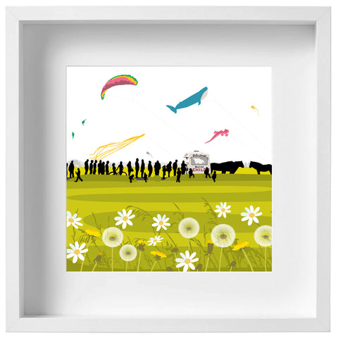 The Kite Festival - Green - Kent and Co Framed Art Print by Nichola Kent