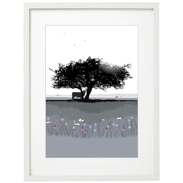 That Hawthorn Tree - Grey - A3 - Unframed Giclee Print by Nichola Kent