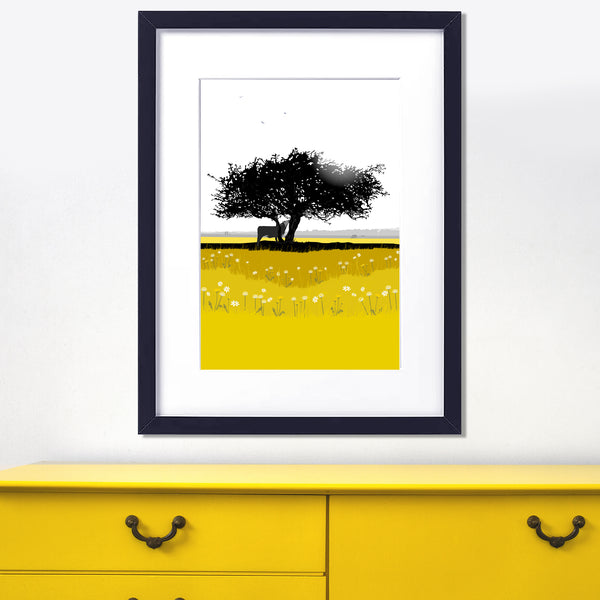 That Hawthorn Tree - Ochre - A3 - Unframed Giclee Print by Nichola Kent