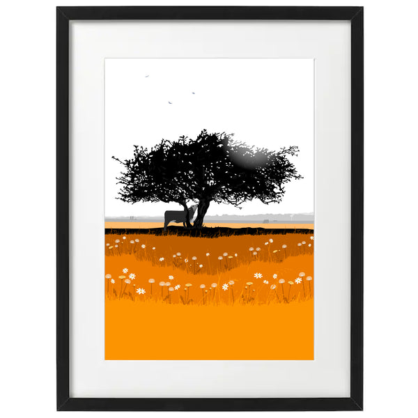 That Hawthorn Tree - Orange - A3 - Unframed Giclee Print by Nichola Kent