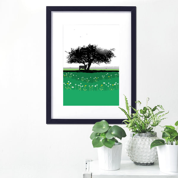 That Hawthorn Tree - Jade Green - A3 - Unframed Giclee Print by Nichola Kent