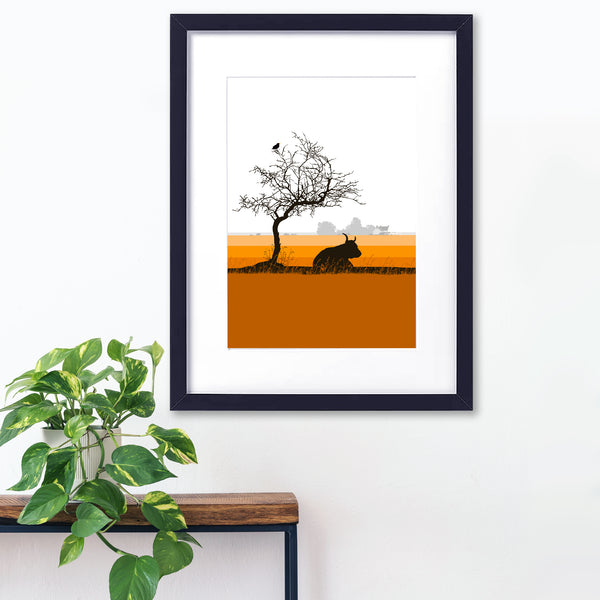 The Old Lodge View - Orange - A3 - Unframed Giclee Print by Nichola Kent