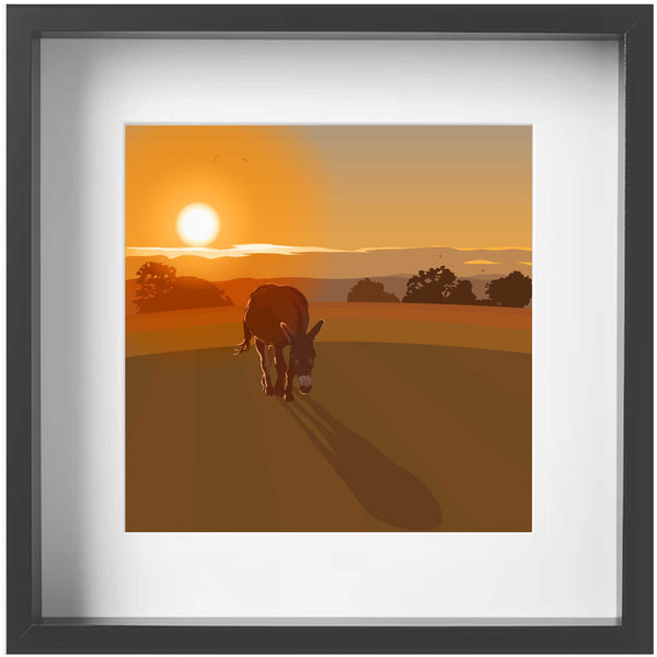 Alfie at Sunset - Brown - Kent and Co Framed Art Print by Nichola Kent