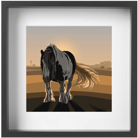 Cob Horse at Sunset - Brown - Kent and Co Framed Art Print by Nichola Kent