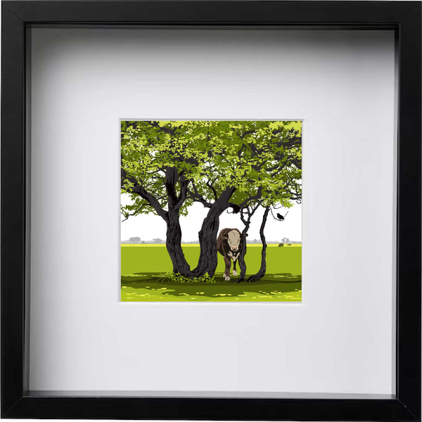 Shady Cow - Spring Green - Kent and Co Framed Art Print by Nichola Kent
