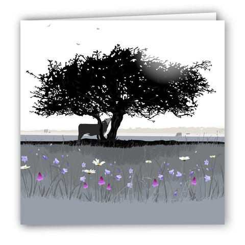 The Hawthorn with Spring Flowers Blank Card