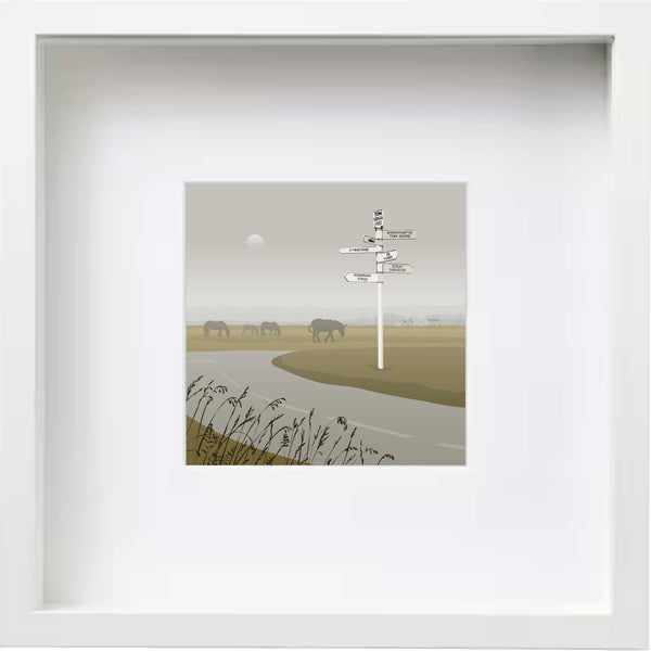 Tom Longs Post View with Alfie and Friends- Green - Kent and Co Framed Art Print by Nichola Kent