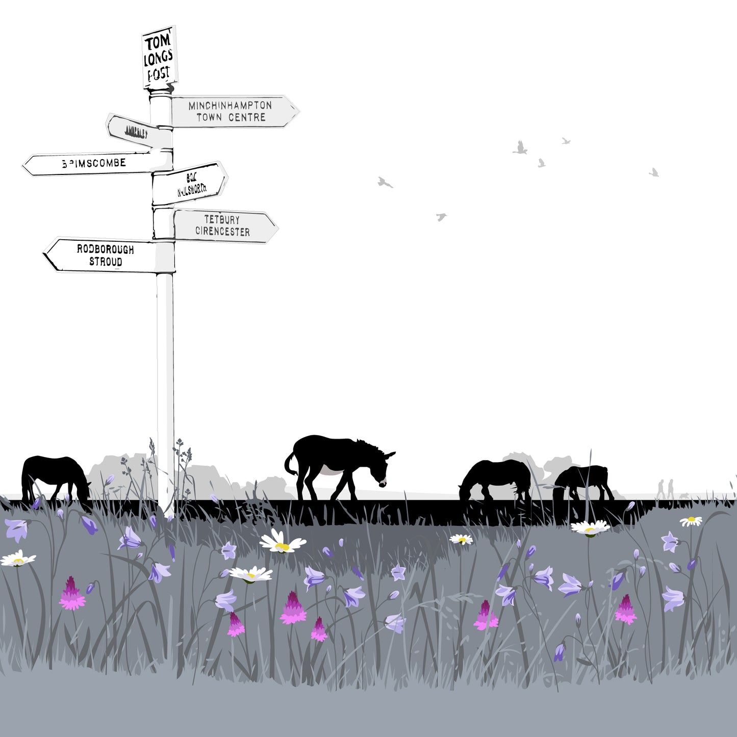 Tom Longs Post and Flowers - Giclée Art Print by Nichola Kent