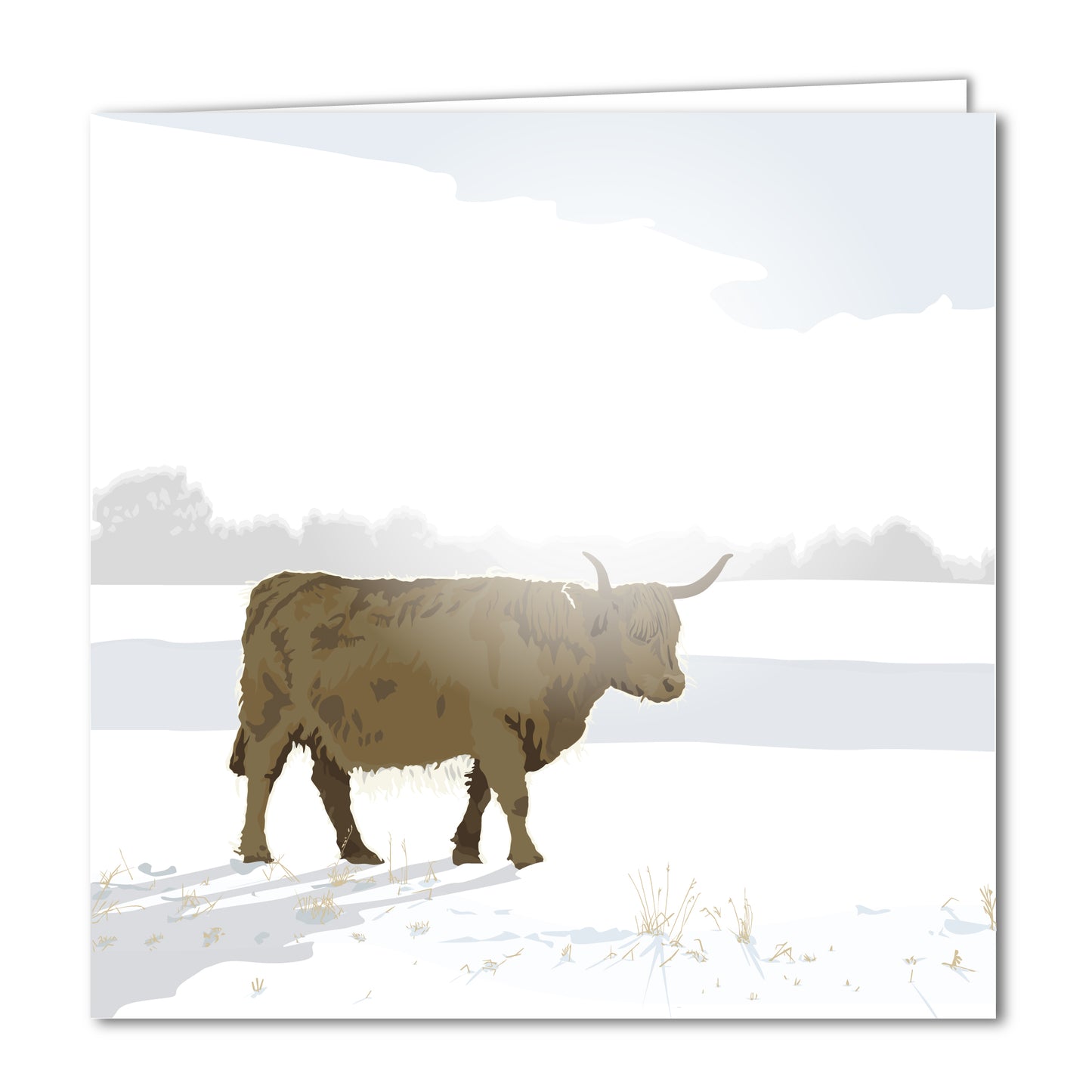 Highland Cow Snowy Blank Card