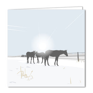 Polo Ponies Snowy Blank Card