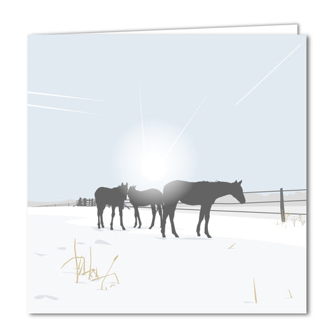 Polo Ponies Snowy Blank Card