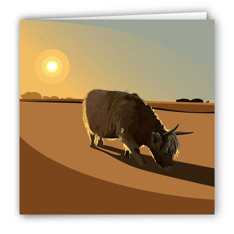 Short Cow Long Shadow Blank Card