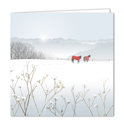 Horses at Waterlane Blank Christmas Card